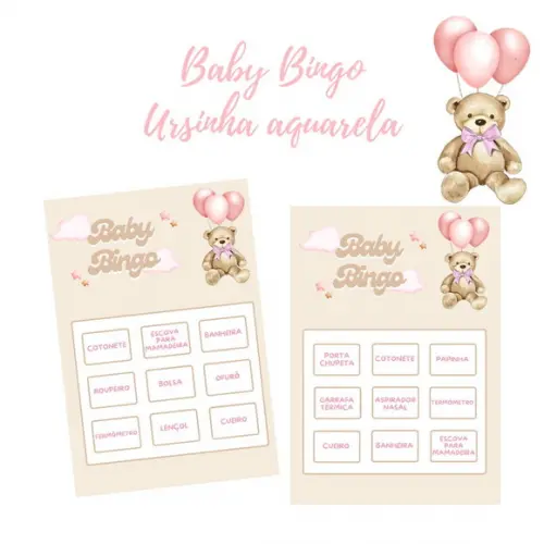 Baby Bingo Ursinha Aquarela (rosa) - 100 Cartelas pdf
