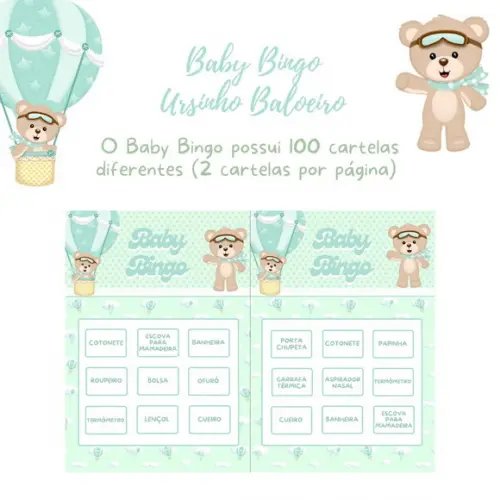 Baby Bingo Ursinho Baloeiro (verde) - 100 Cartelas pdf
