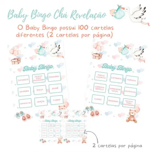 Baby Bingo Chá Revelação (100 Cartelas) - pdf