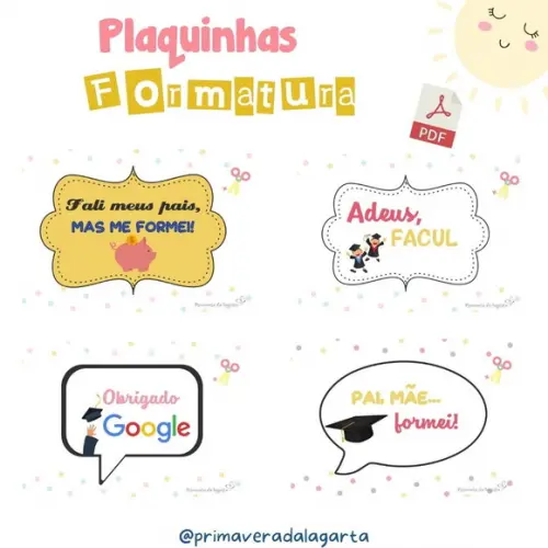Kit Plaquinhas Formatura (arquivo Pdf)