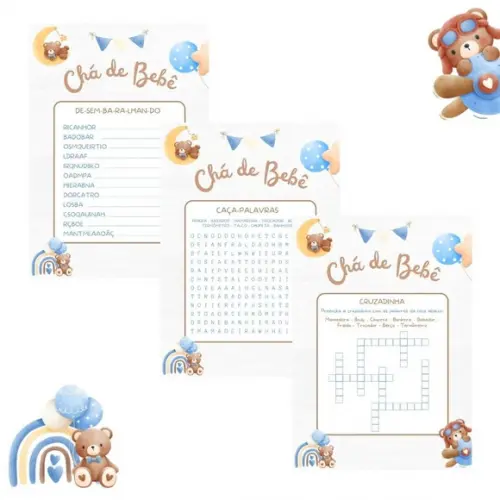 Kit Brincadeiras Chá de Bebê Ursinho Cute - pdf