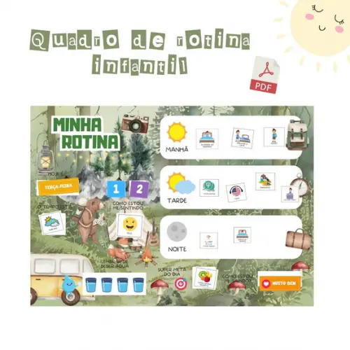 Quadro Rotina Infantil Acampamento (digital Pdf)