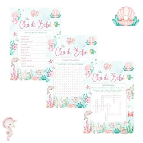 Kit Brincadeiras Chá de Bebê Fundo do Mar - pdf