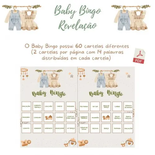 Baby Bingo Chá Revelação Vintage (60 Cartelas) pdf