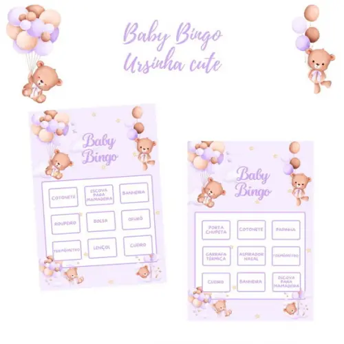 Baby Bingo Ursinha Cute Lilás C/nome - 100 Cartelas pdf