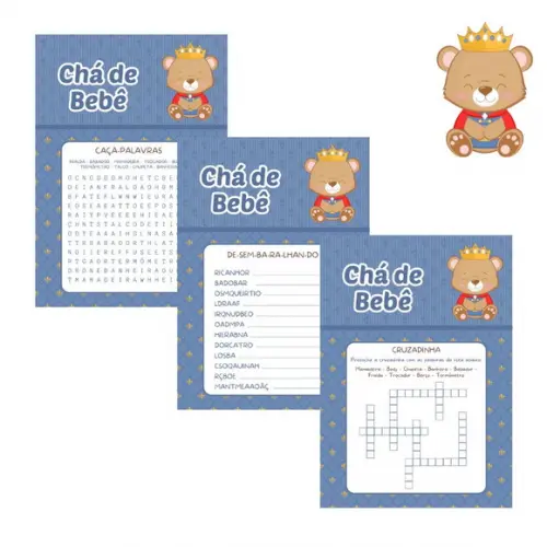 Kit Brincadeiras Chá de Bebê Ursinho Príncipe Cute -pdf