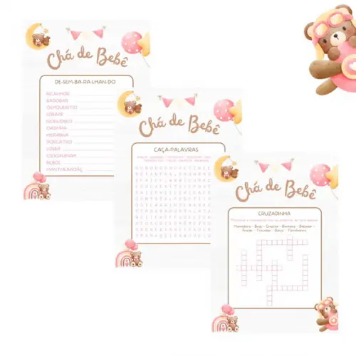 Kit Brincadeiras Chá de Bebê Ursinha Cute -pdf