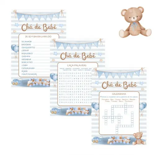 Kit Brincadeiras Chá de Bebê Ursinho Cute -pdf