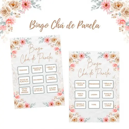 Bingo Chá de Panela Floral (100 Cartelas) - pdf