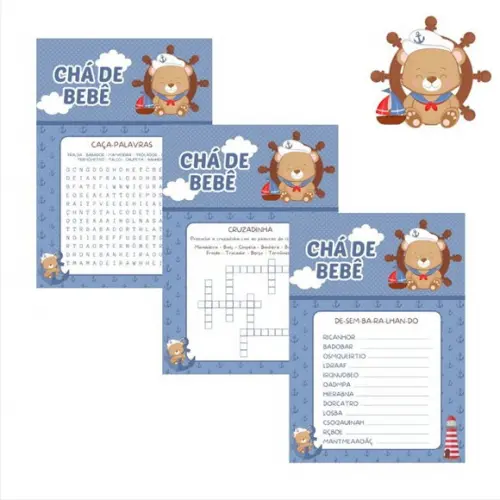 Kit Brincadeiras Chá de Bebê Ursinho Marinheiro Cute -pdf