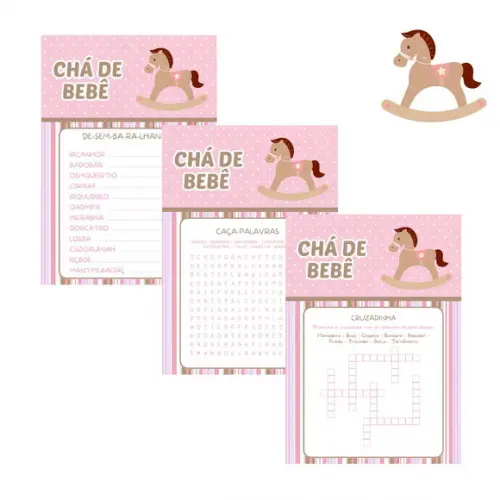 Kit Brincadeiras Chá de Bebê Cavalinho (rosa) -pdf