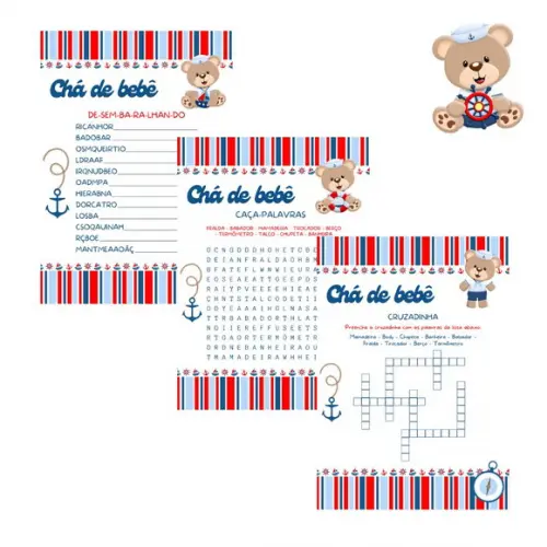 Kit Brincadeiras Chá de Bebê Ursinho Marinheiro -pdf