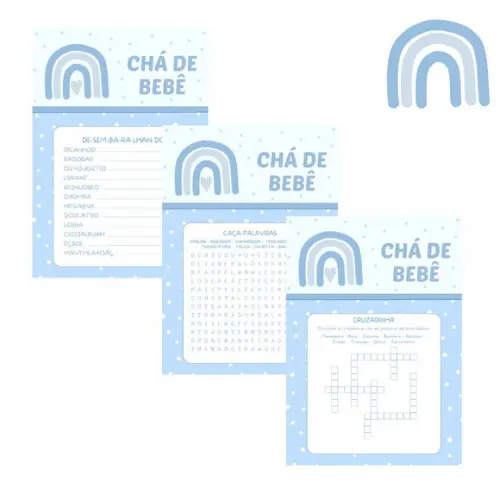 Kit Brincadeiras Chá de Bebê Arco-íris (azul) -pdf