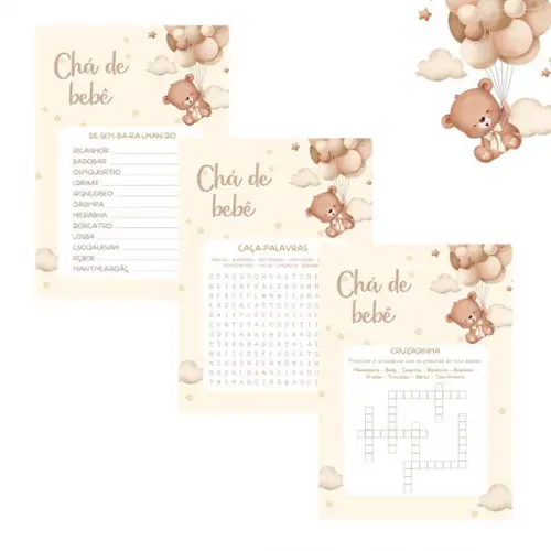 Kit Brincadeiras Chá de Bebê Ursinho Cute (bege) -pdf