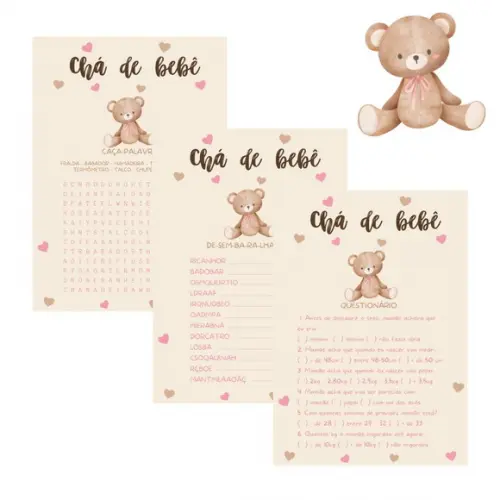 Kit Brincadeiras Chá de Bebê Ursinha c/ Nome (pdf)