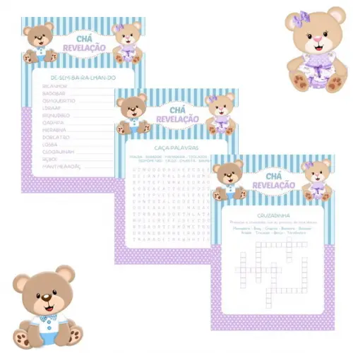 Kit Brincadeiras Chá Revelação Ursinho e Ursinha -pdf