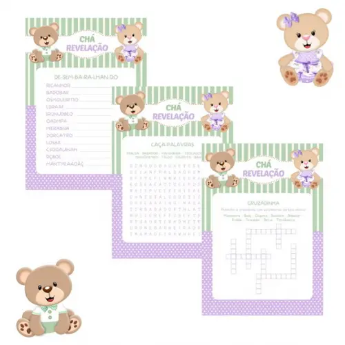Kit Brincadeiras Chá Revelação Ursinho e Ursinha -pdf