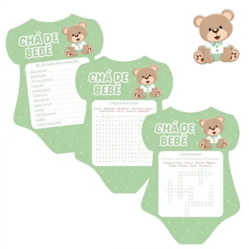 Kit Brincadeiras Chá de Bebê Ursinho Body (verde) -pdf