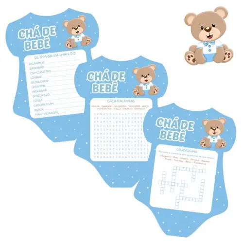 Kit Brincadeiras Chá de Bebê Ursinho Body Azul Claro -pdf