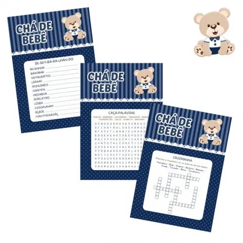 Kit Brincadeiras Chá de Bebê Ursinho (azul Marinho) -pdf