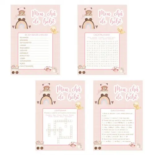 Kit Brincadeiras Chá de Bebê Ursinha Arco-íris -pdf