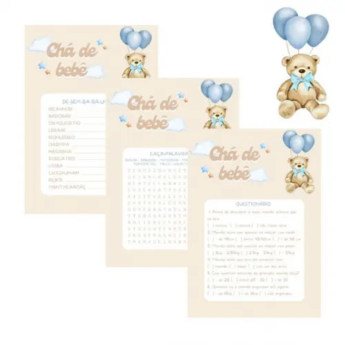 Kit Brincadeiras Ursinho Aquarela Azul c/ Nome do Bebê pdf