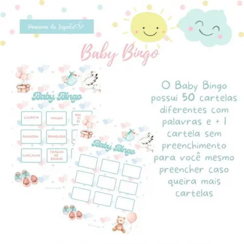 Baby Bingo Chá Revelação C/nome - 50 Cartelas pdf