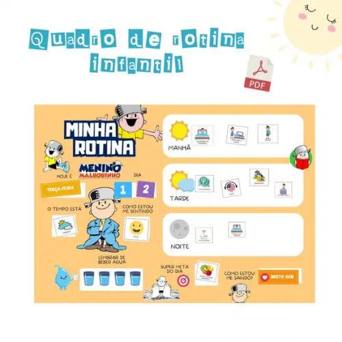 Quadro Rotina Infantil Menino Maluquinho (digital Pdf)