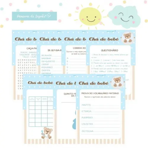 Kit Brincadeiras Chá de Bebê Dino c/ Nome (pdf)