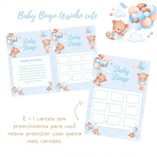 Baby Bingo Ursinho Cute C/nome - 100 Cartelas pdf