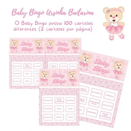 Baby Bingo Ursinha Bailarina C/nome - 100 Cartelas pdf
