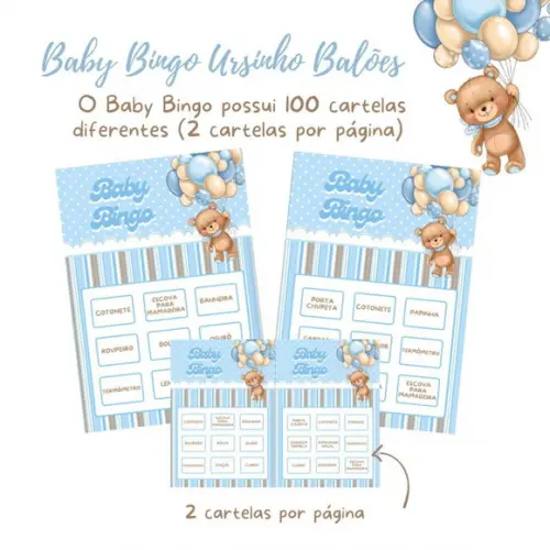 Baby Bingo Ursinho Balão C/nome - 100 Cartelas pdf