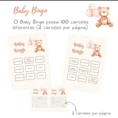 Baby Bingo Ursinha Balões C/nome - 100 Cartelas pdf