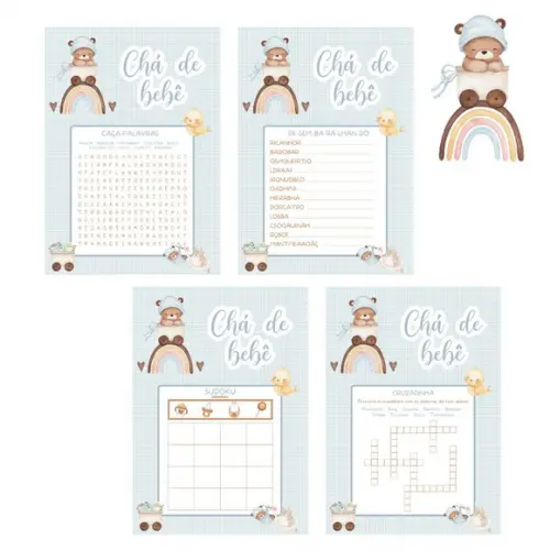 Kit Brincadeiras Chá de Bebê Ursinho Arco-íris (pdf)