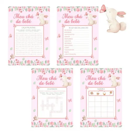 Kit Brincadeiras Chá de Bebê Coelhinha Jardim (pdf)