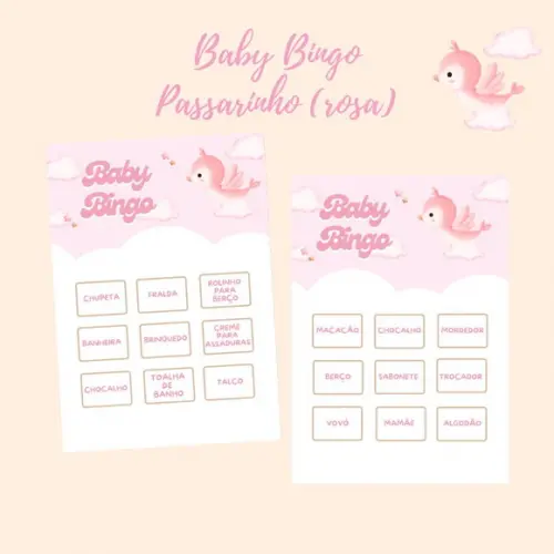 Baby Bingo Passarinho 2 (rosa) - 50 Cartelas pdf