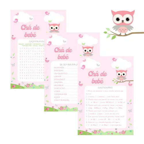 Kit Brincadeiras Chá de Bebê Coruja (pdf)