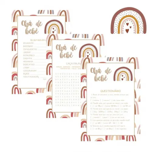Kit Brincadeiras Chá de Bebê Arco-íris Boho 3 (pdf)