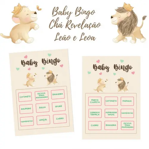 Baby Bingo Chá Revelação Leão e Leoa (100 Cartelas) pdf