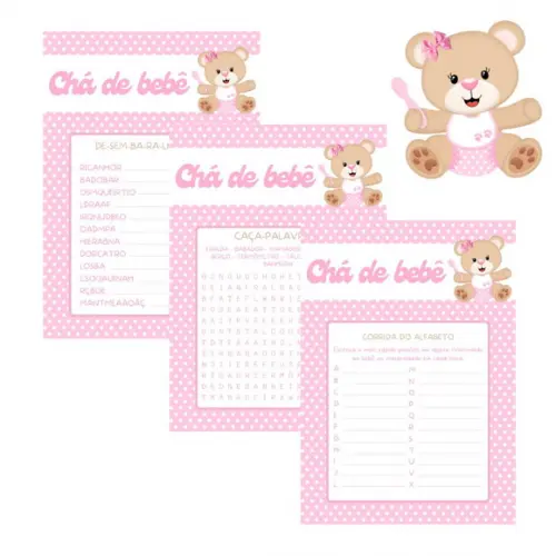 Kit Brincadeiras Chá de Bebê Ursinha Baby Poá (pdf)