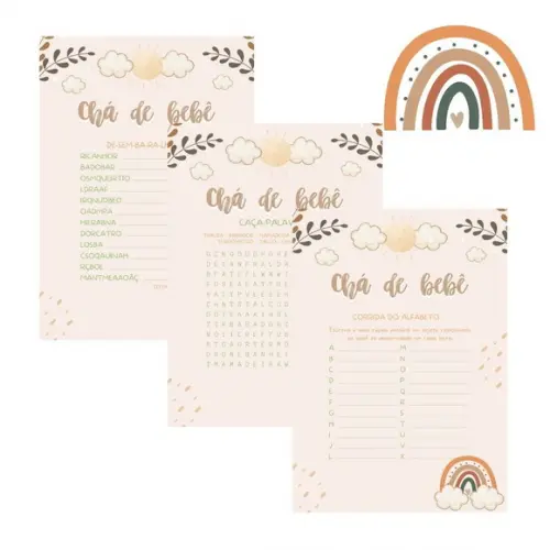 Kit Brincadeiras Chá de Bebê Arco-íris Boho 2 (pdf)
