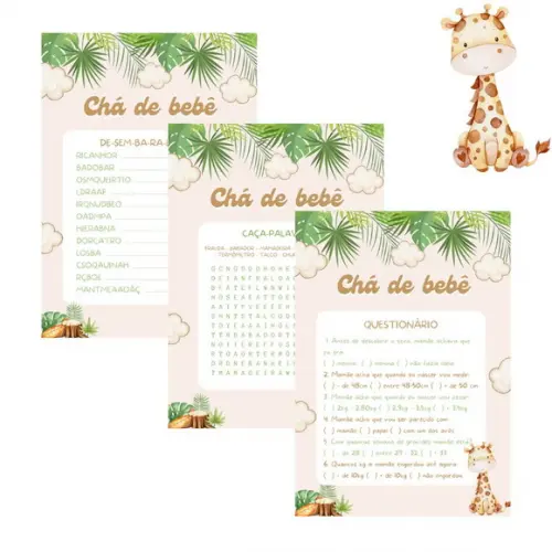 Kit Brincadeiras Chá de Bebê Girafinha (pdf)