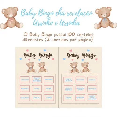 Baby Bingo Revelação Ursinho e Ursinha - 100 Cartelas pdf