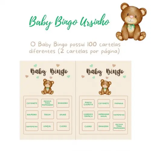Baby Bingo Ursinho (verde) - 100 Cartelas pdf