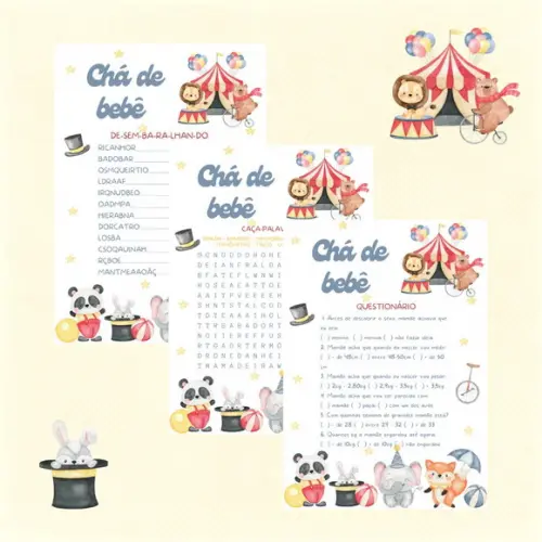 Kit Brincadeiras Chá de Bebê - Circo