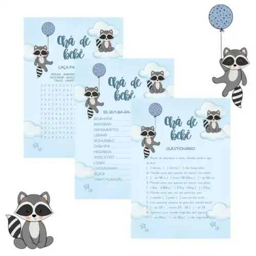 Kit Brincadeiras Chá de Bebê Guaxinim (pdf)