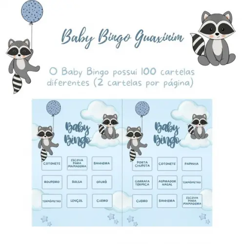 Baby Bingo Guaxinim - 100 Cartelas pdf