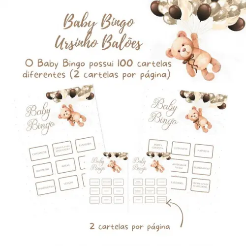 Baby Bingo Ursinho Balões - 100 Cartelas pdf
