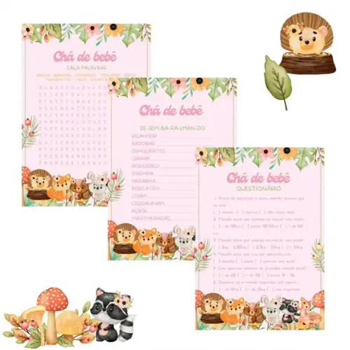 Kit Brincadeiras Chá de Bebê Bosque Encantado (pdf)