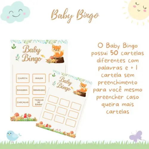 Baby Bingo Raposinha 50 Cartelas